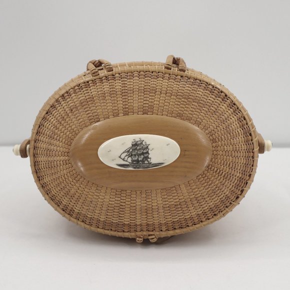 Nantucket Basket Handbags - Larry Brewster Nantucket Basket w/ Sailing Ship Basket